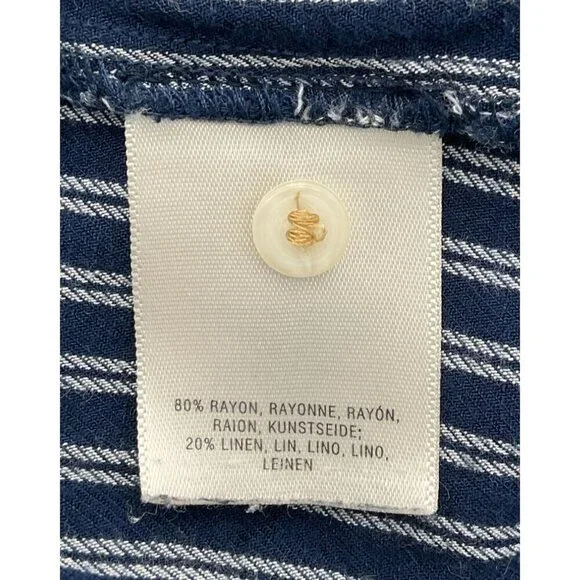 Anthropologie Maeve Clotille Navy & White Striped Off-the-Shoulder LS Top Sz 4 - Picture 8 of 10